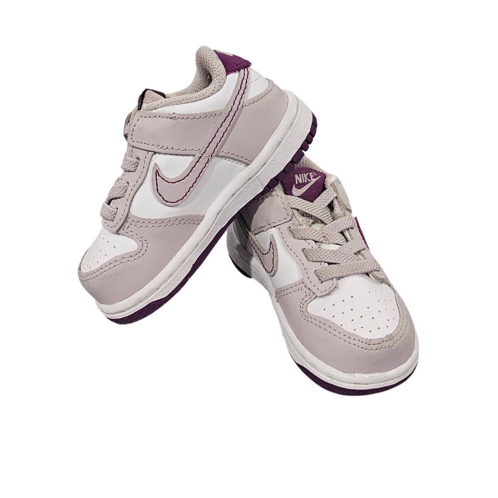 Nike Dunk Low TD Pink White Purple Toddler 5C Velcro Strap